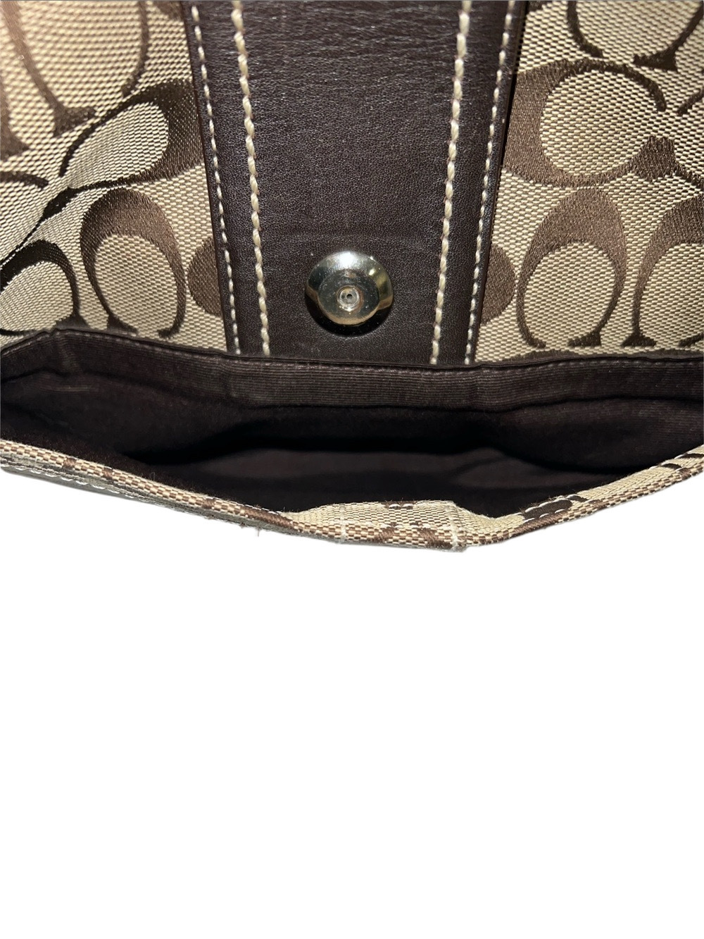 Coach Soho Signature C Jacquard Vintage Shoulder Bag with Dark Brown Trim EUC - Picture 14 of 15